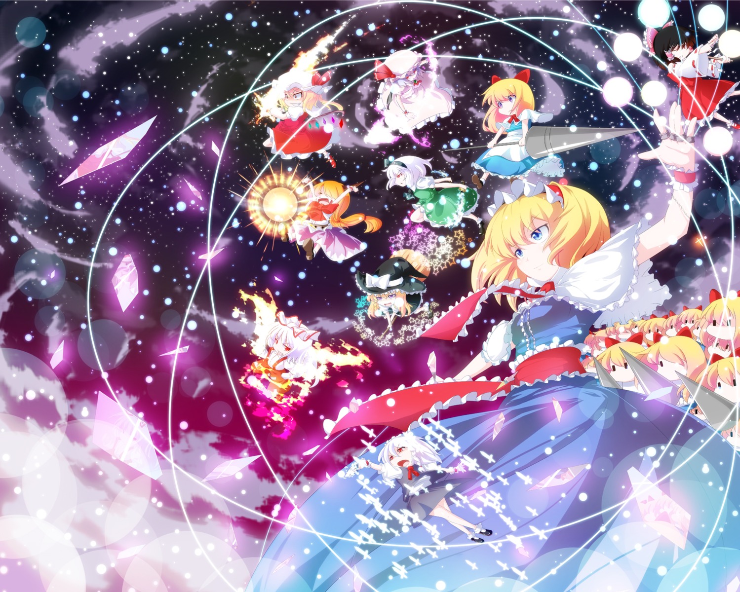 Daikangun Touhou Alice Margatroid Flandre Scarlet Fujiwara No Mokou Hakurei Reimu Ibuki Suika